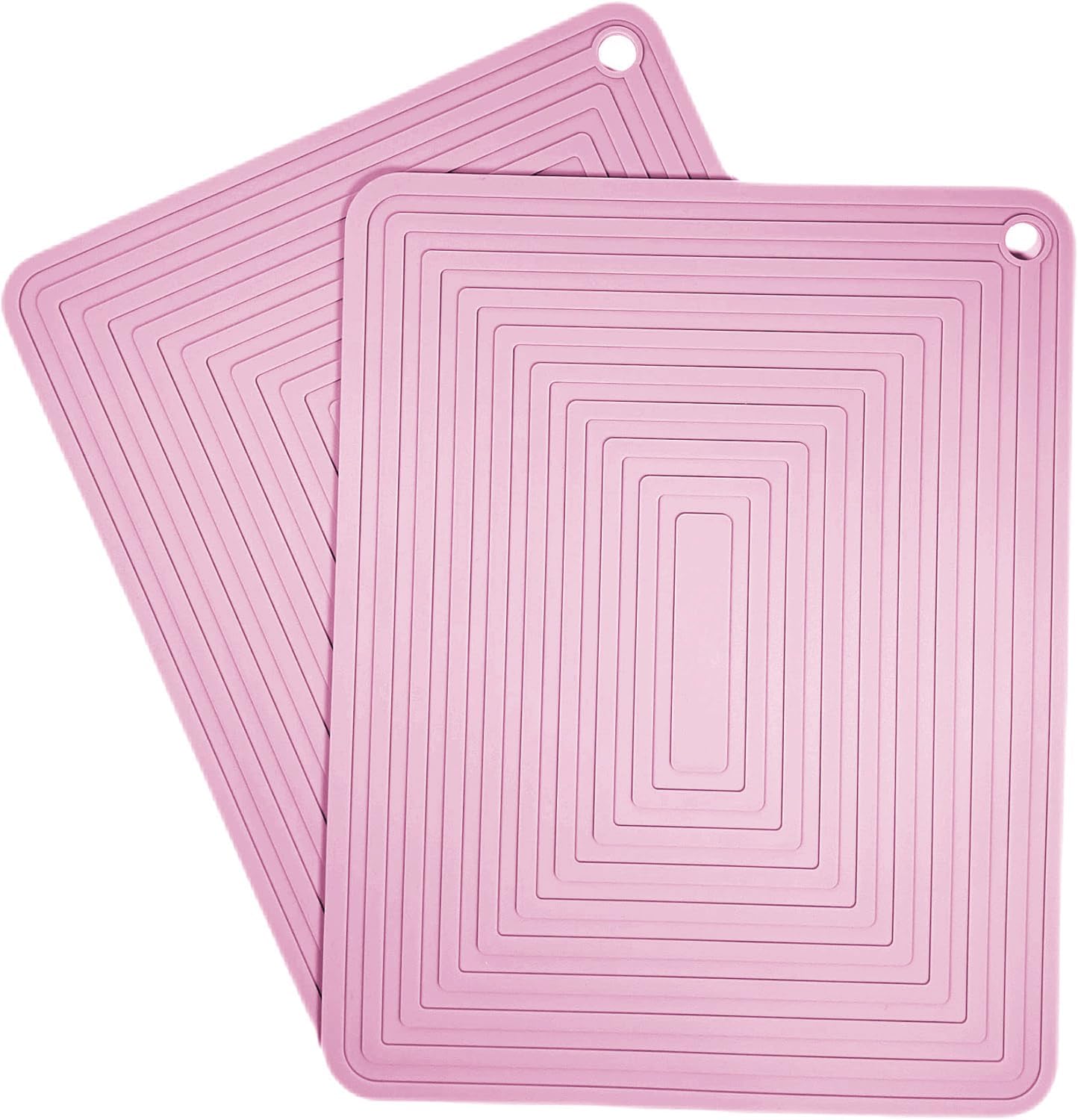 Silicone Trivets Mats Set 2 for Hot Dishes, 9 x 12 Inches Trivet for Hot Pots and Pans, Pink Silicone Hot Pads for Kitchen, Multi-Purpose Heat Resistant Pot Holders