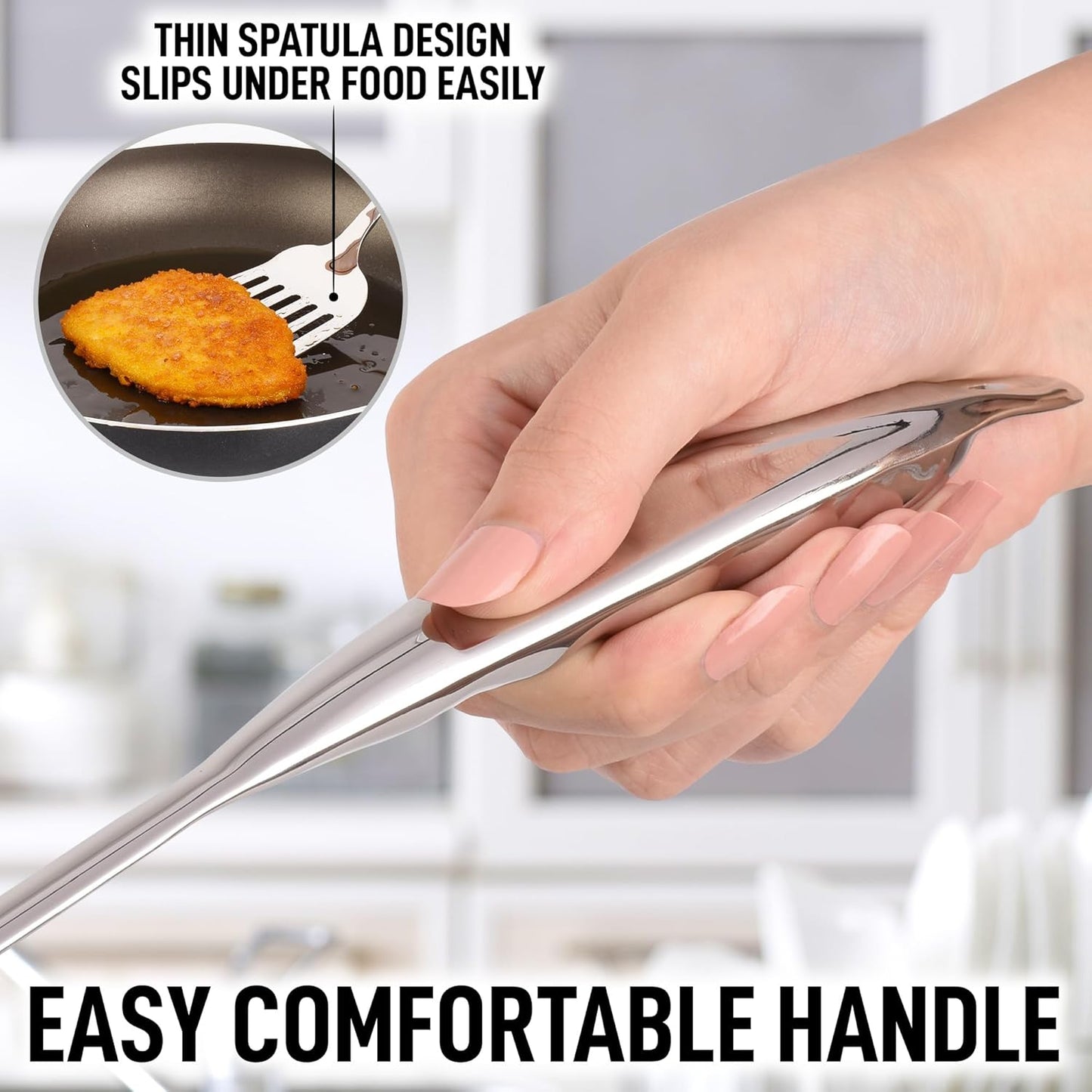 Zulay Kitchen Stainless Steel Metal Spatula – Lightweight, Strong & Durable Metal Turner – Easy to Use, Comfortable Grip, Heat Resistant & Dishwasher Safe – Perfect for Home Cooks & Chefs (14.8")