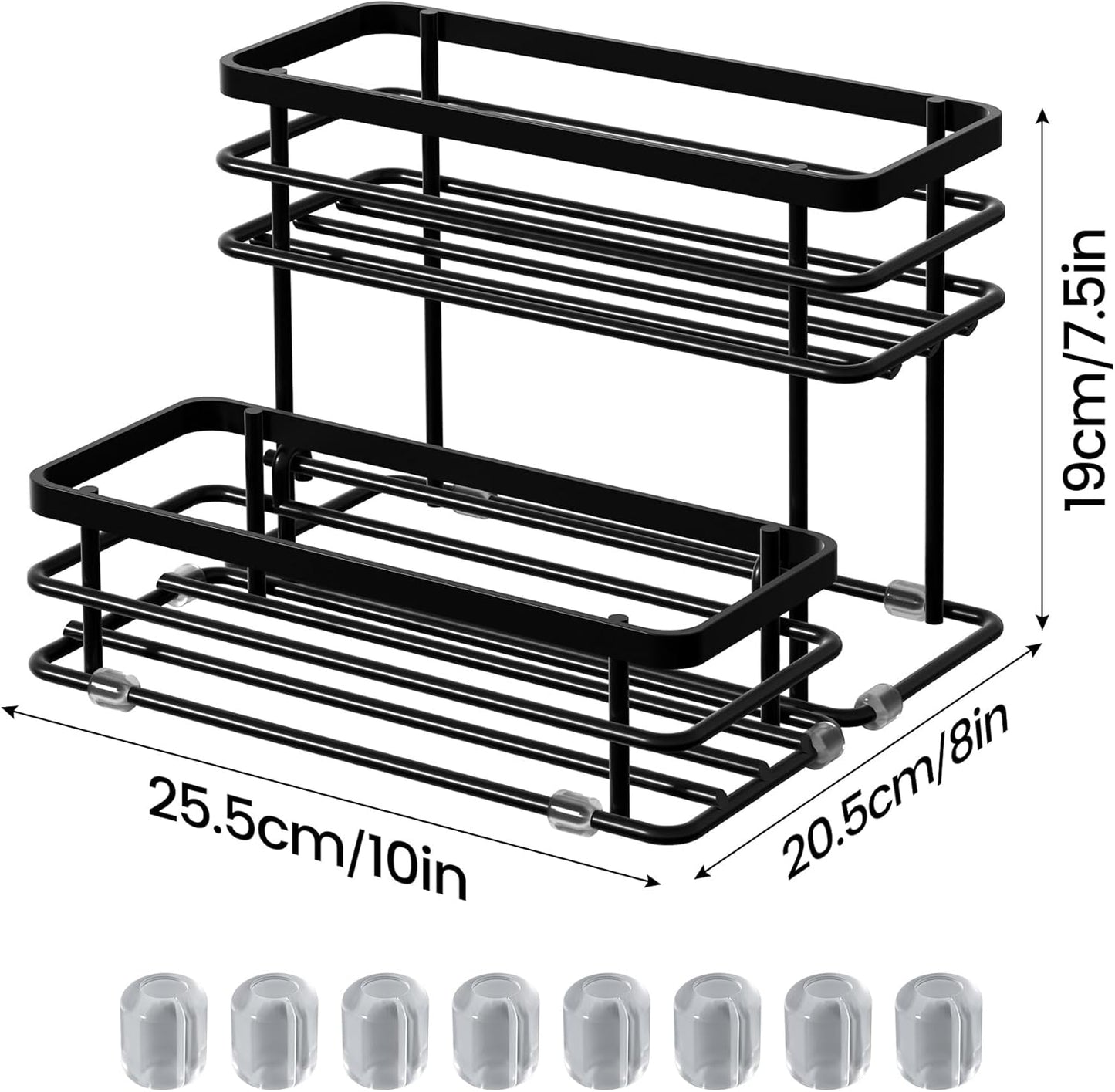 Coffee Syrup Rack Organizer, Syrup Bottle Holder Stand for Coffee Bar, 2-Tier 6 Bottles Storage Shelves for Syrup, Wine, Dressing for Kitchen Countertop (6 Bottles Black)