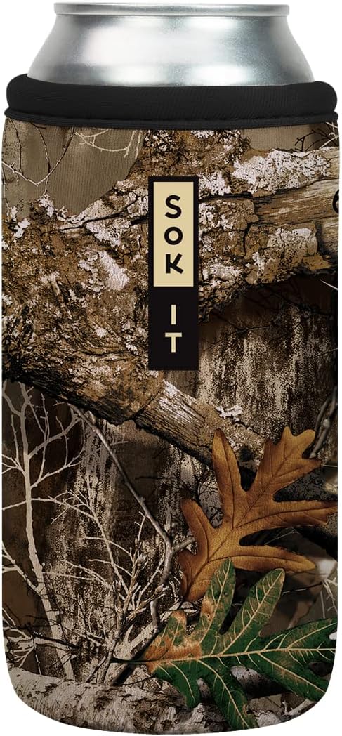 Sok It CanSok Sleeve for Beer & Soda Insulated Neoprene Cover (RealTree Edge Camouflage, 16oz Can Sleeve)