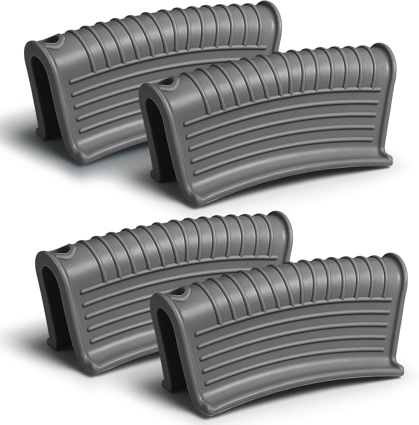 Patelai 4 Pcs Silicone Assist Hot Pan Handle Holder Pot Handle Covers for Cast Iron Skillets Holder Sleeve Nonslip Heat Resistant Pan Cover for Enameled Griddles Casserole Frying Cookware(Light Gray)