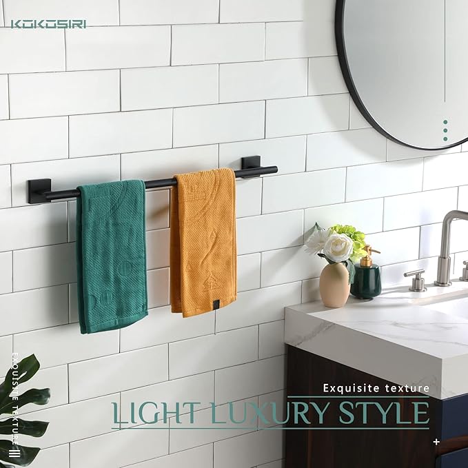 KOKOSIRI Towel Rails Bathroom Towel Bars Matte Black 24 Inch 2 Pack B4005BK-L24-P2