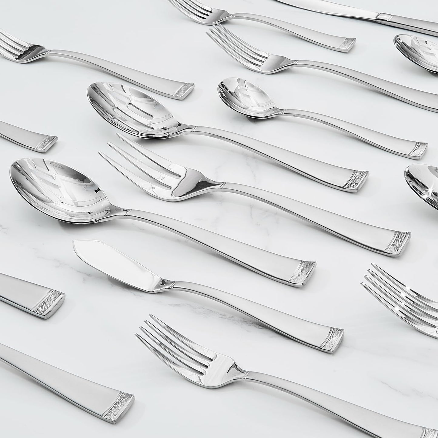 KINGSTONE Silverware Set, 65-Piece Flatware Set for 12, 18/10 Stainless Steel Cutlery Set with Bead Edge, Utensil for Kitchen, Home, Party, Wedding, Mirror Polished, Dishwasher Safe, Featured Gifts