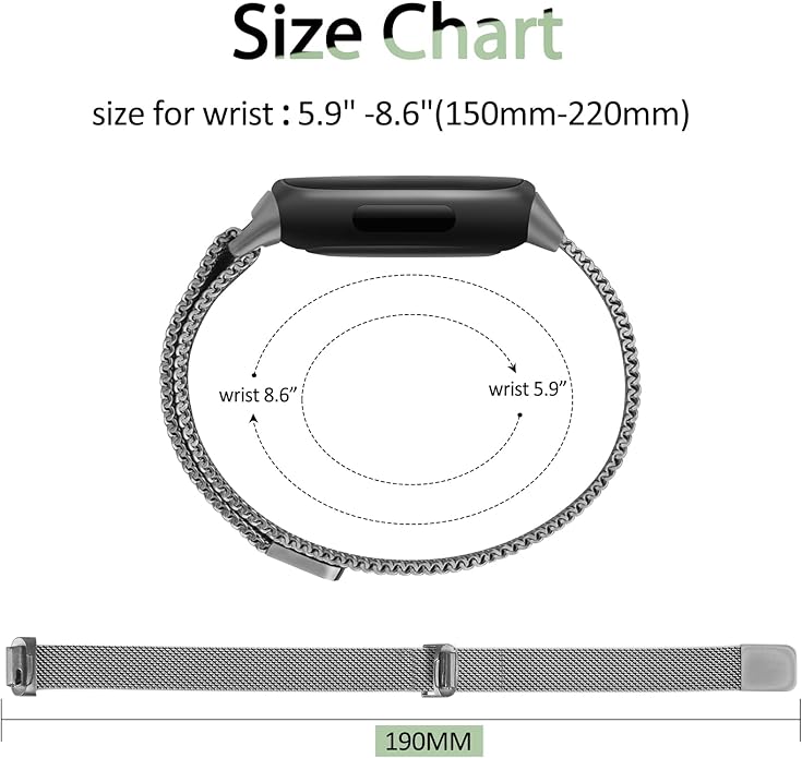 Meliya Metal Band for Fitbit Inspire 3 Bands Women Men, Stainless Steel Metal Mesh Loop Adjustable Magnetic Wristband Replacement Straps for Fitbit Inspire 3