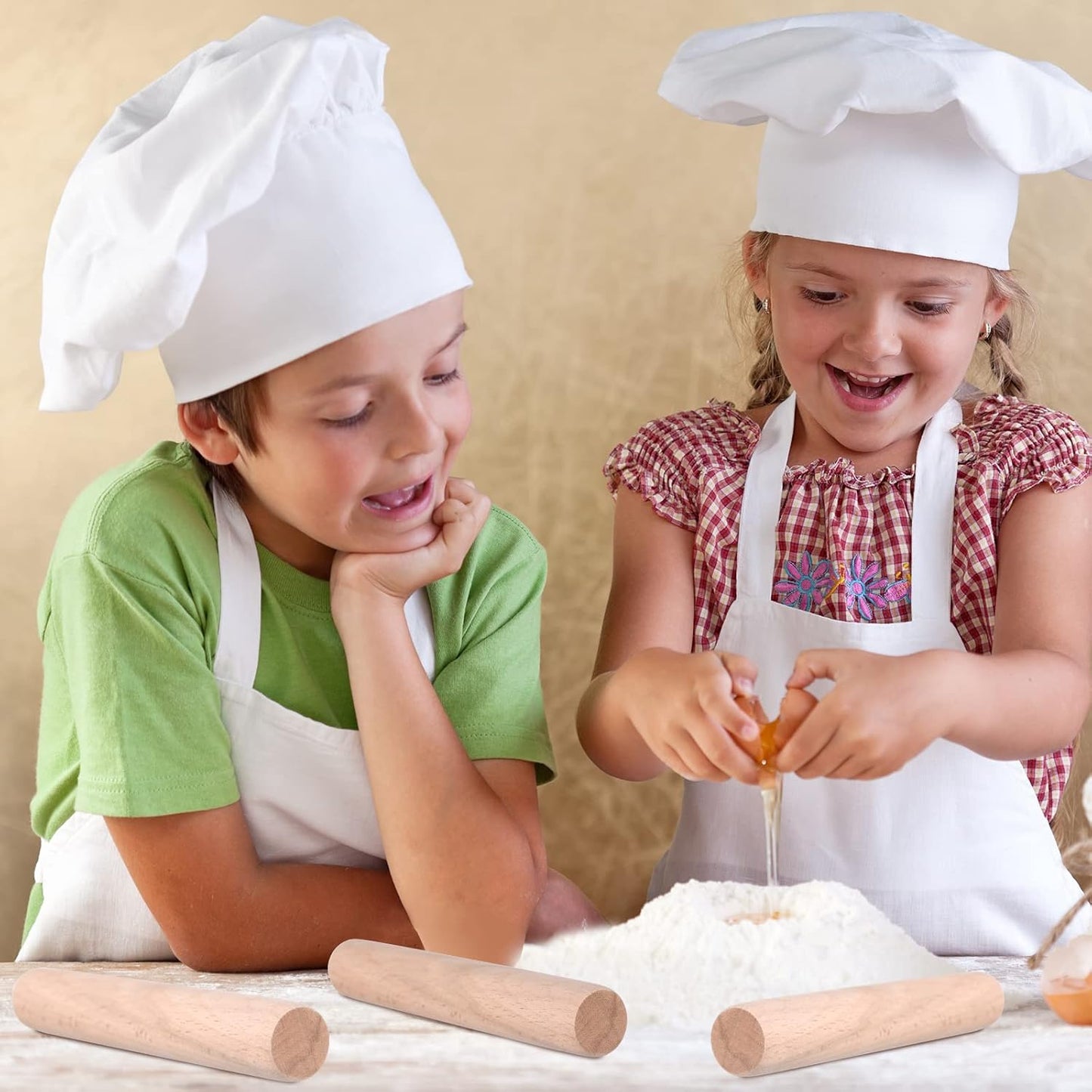 Small Wooden Rolling Pin, Dumpling Dough Roller Wooden Mini Rolling Pins Kitchen Utensil Tool for Fondant, Pasta, Bread, Pastry, Cookies, Pizza, Pie, Cylinder Style, 6.3 Inch (10 Pieces)