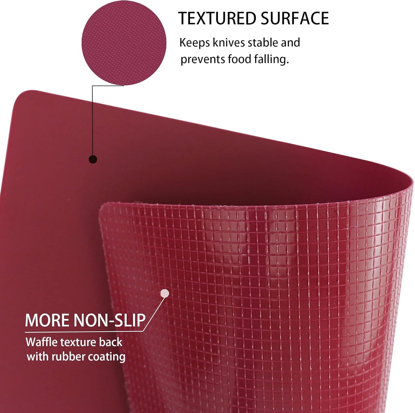 ZVP Plastic Cutting Boards for Kitchen, Flexible Cutting Mats, Gradient Pink Chopping Boards with Food Icon, Non-Slip, Non Porous, BPA Free, Dishwasher Safe