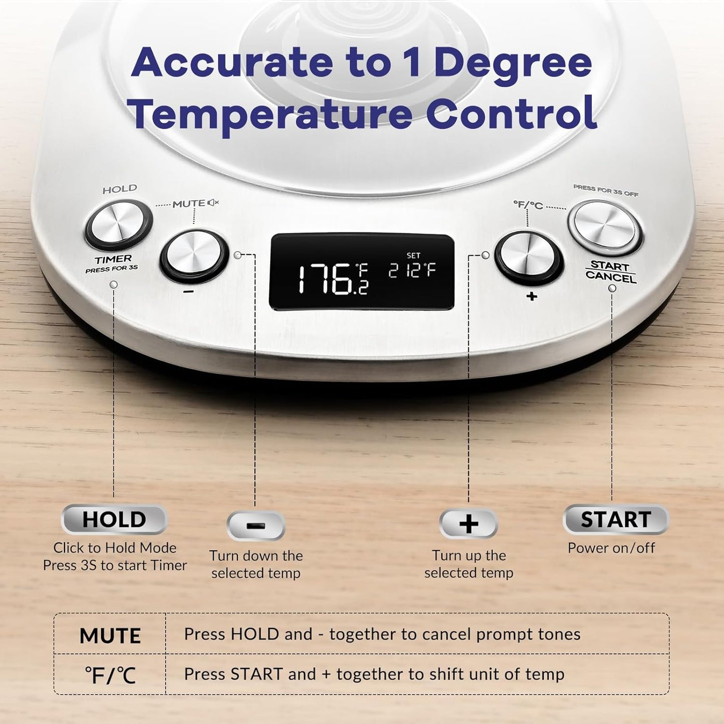 Mecity Electric Gooseneck Kettle With LCD Display Automatic Shut Off Retro Coffee Kettle Temperature Control Hot Water Boiler to Pour Over Tea, 1200 Watt Quick Heating Tea Pot, 0.8L, Stainless Steel