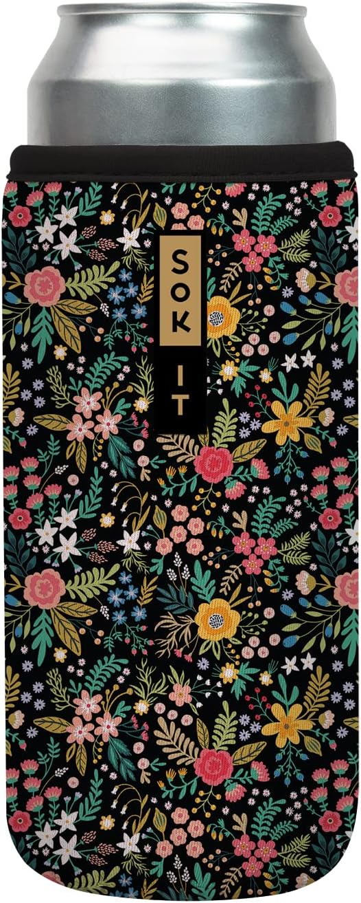 Sok It CanSok Sleeve for Beer & Soda Insulated Neoprene Cover (English Garden Picnic, 25oz Can Sleeve)