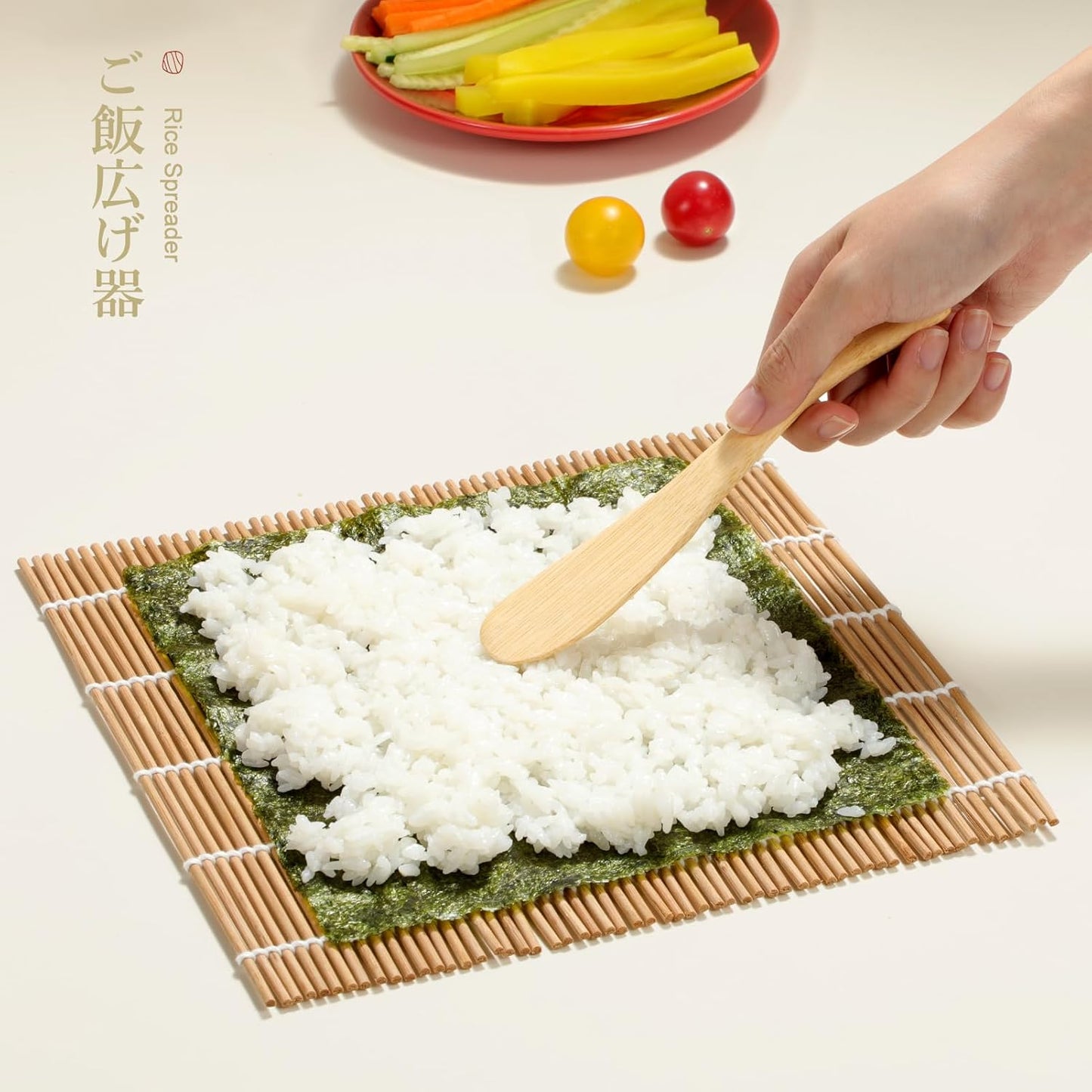 Sushi Making Kit, Delamu Bamboo Sushi Mat, Including 2 Sushi Rolling Mats, 5 Pairs of Chopsticks, 1 Paddle, 1 Spreader, 1 Beginner Guide PDF, Beginner Sushi Kit, Sushi Plates