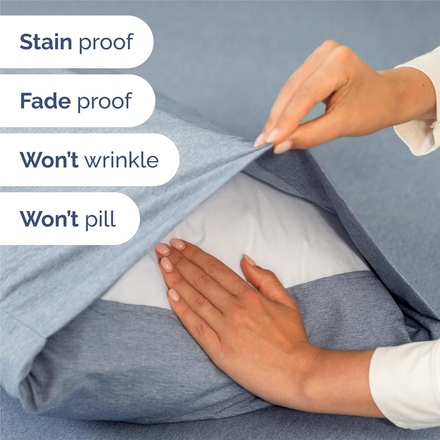 Split King Size 5 Piece Sheet Set - Comfy Breathable & Cooling Bed Sheets Set - Hotel Luxury Bedding for Women, Men, Kids, Teens, Boys & Girls - Deep Pockets & Wrinkle Free - Blue (Heathered Sheets)