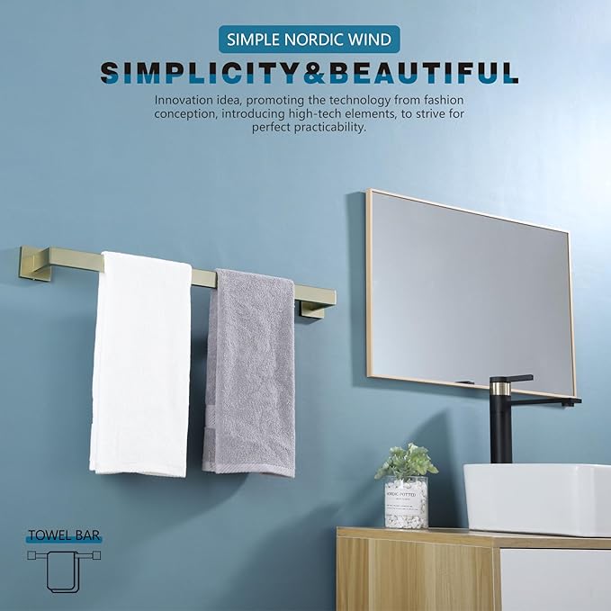 KOKOSIRI 24-Inch Single Towel Bar SUS304 Stainless B4003BG-L24