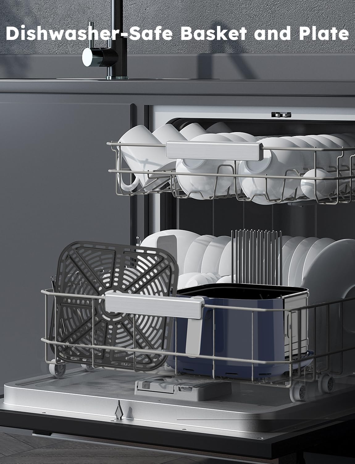 Nuwave Brio Plus 8 Qt Air Fryer, PFAS Free, New & Improved, Digital Touch Screen, Cool White Display, 50°F~400°F in Precise 5°, 5 Cook Functions, 100 Presets & 50 Memory, 3 Wattages 700, 1500, 1800