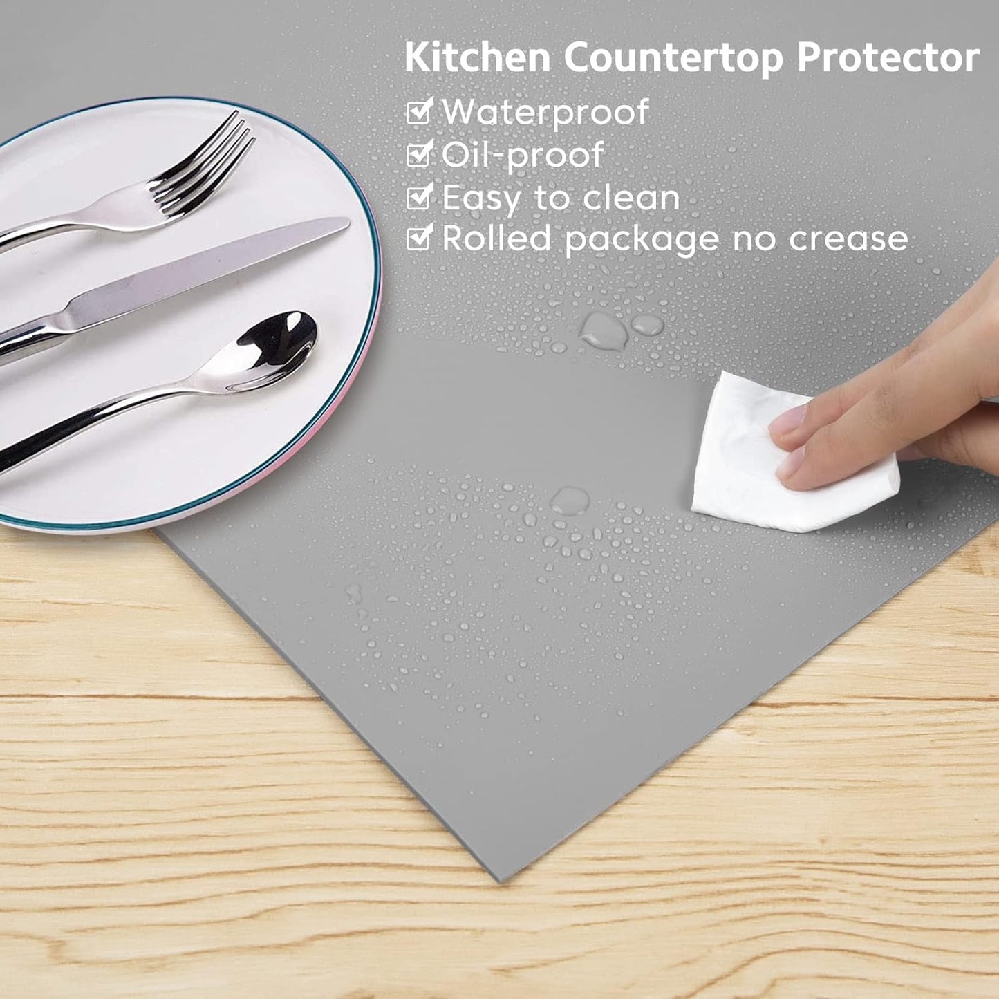 Extra Large Silicone Mat,Silicone Mats for Kitchen Counter Island Dinner Table Countertop Protector Heat Resistant Mat (120” x 48”, Grey)