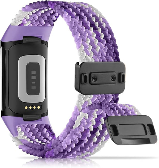 Magnetic Braided Nylon Compatible with Fitbit Charge 6 Bands/Fitbit Charge 5 Bands for Women Men, Soft Sport Stretchy Breathable Strap Replacement Wristband for Charge 6/Charge 5