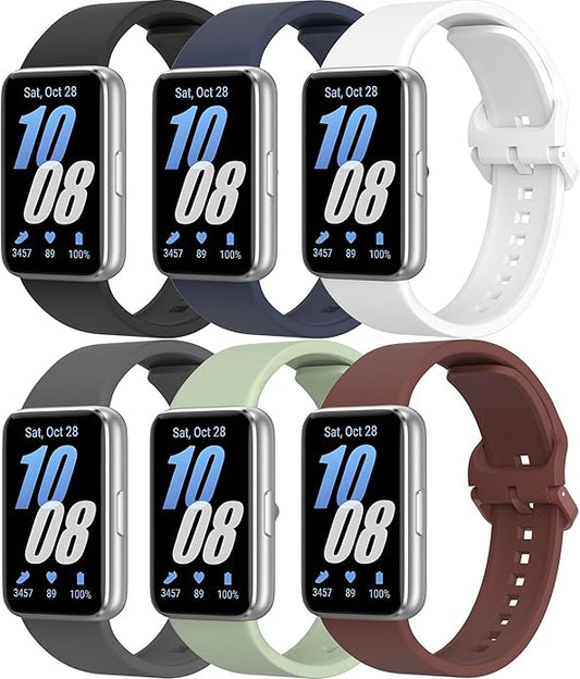 6 PACK Bands for Samsung Galaxy Fit 3 Band Women Men, Soft Silicone Sport Replacement Watch Strap Compatible with Galaxy Fit 3 SM-R390 Smartwatch Accessories