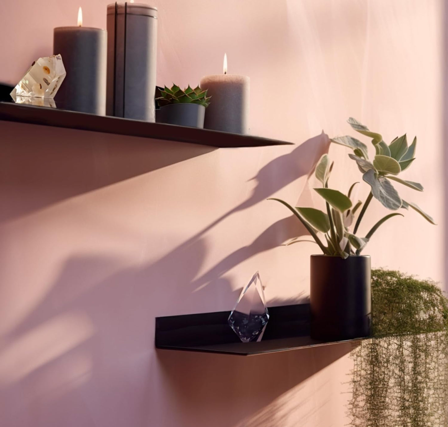 DIY CARTEL Linear Floating Shelf - Forged Raw Blackened Steel - Industrial Heavy Duty Metal Wall Mounted Modern Rustic Shelf - Made in The USA (36-inch x 8-inch Black)