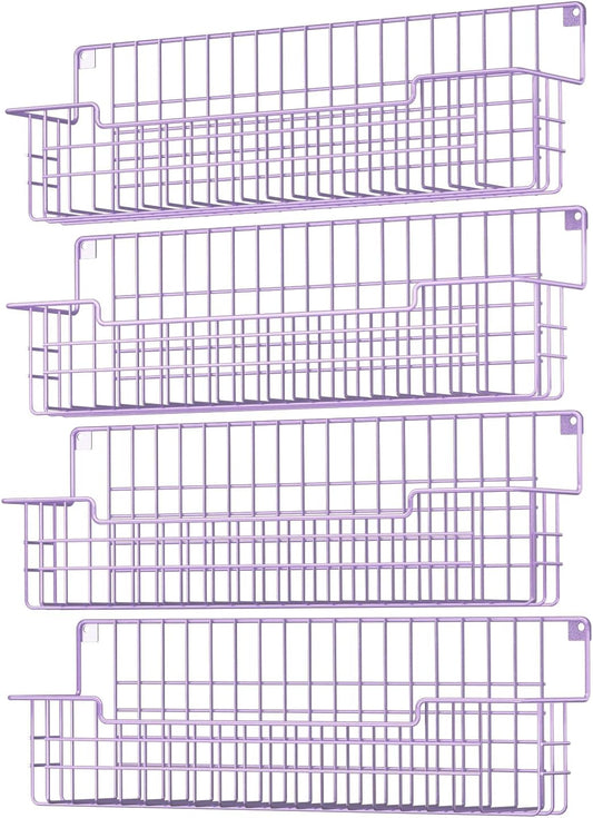 Spice Rack Wall Mount, Spice Organizer for Cabinet & Pantry Door, Set of 4 Hanging Spice Rack Saving Space for Kitchen, Purple
