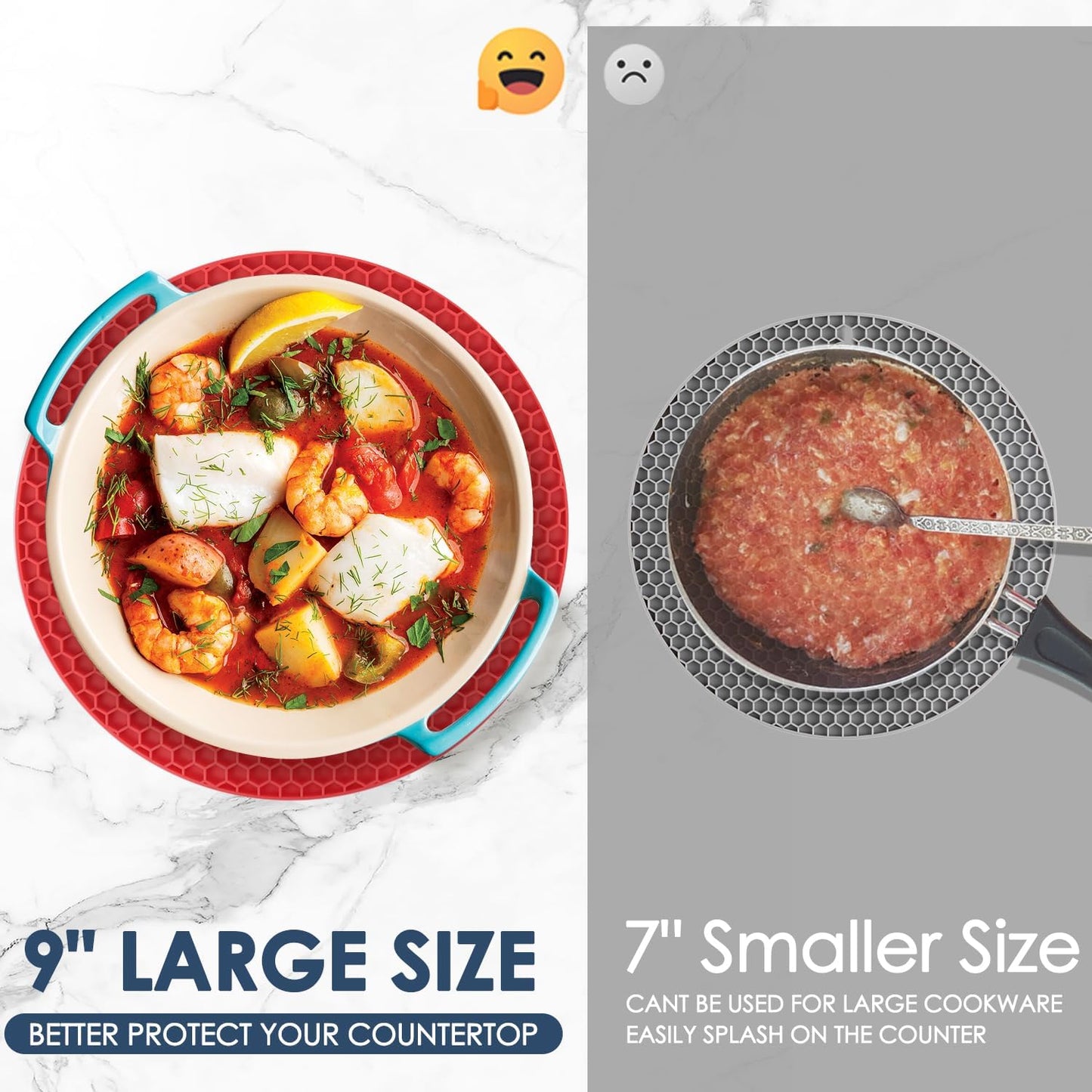 6 Pack Silicone Trivets for Hot Pots and Pans, 9" Colorful Silicone Trivet for Hot Dishes, Extra Large Non-Slip & Heat Resistant Hot Pads for Kitchen Counter(Colors)