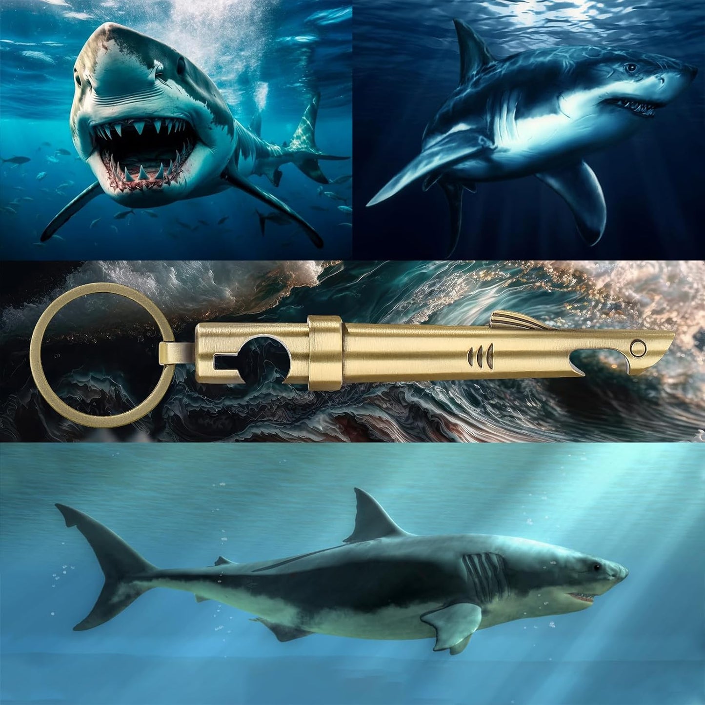 LKKCHER 2-in-1 Shark Bottle Opener, Novelty Keychain Corkscrew Wine Opener, Beer Bottle Opener, Wine & Beer Gifts for Men, Father's Day Gifts, Christmas Gifts, Birthday Gifts, Bronze