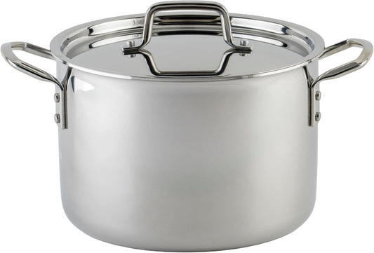 WINCO Tri-Ply Stock Pot, 8-quart, Silver