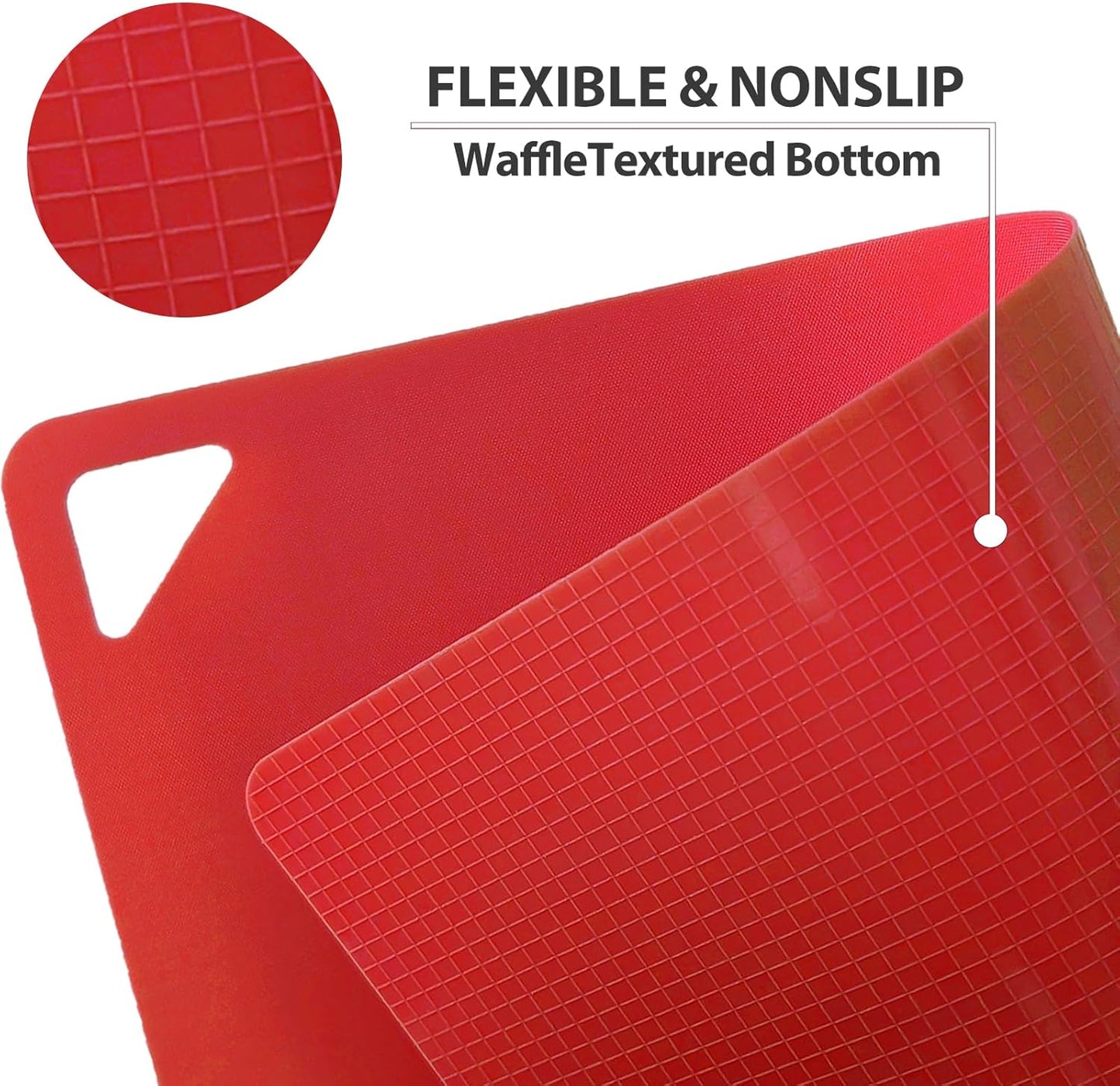 WK Flexible Plastic Cutting Boards for Kitchen Set of 3, Non slip Cutting Mats, Colorful Thin Cutting Sheets for Meat, BPA Free, Dishwasher Safe