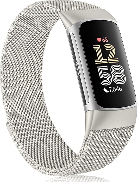 Meliya for Fitbit Charge 6 Bands Women Men, Stainless Steel Metal Mesh Loop Adjustable Magnetic Wristband Replacement Straps Compatible with Fitbit Charge 6 Fitness Tracker