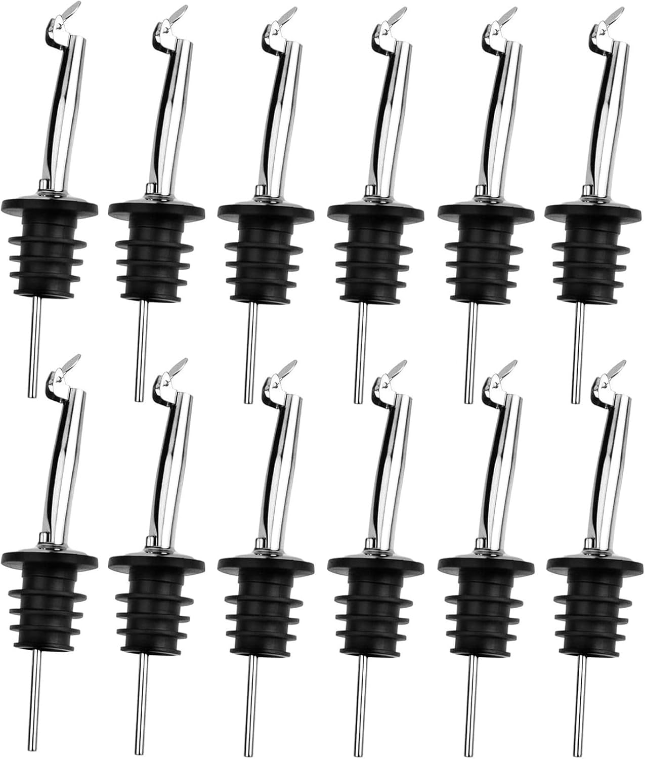 12 Pack Oil Pourers with Flip Top, Olive Oil Dispenser Spout, Speed Pour Spouts for 3/4" Bottle Mouth