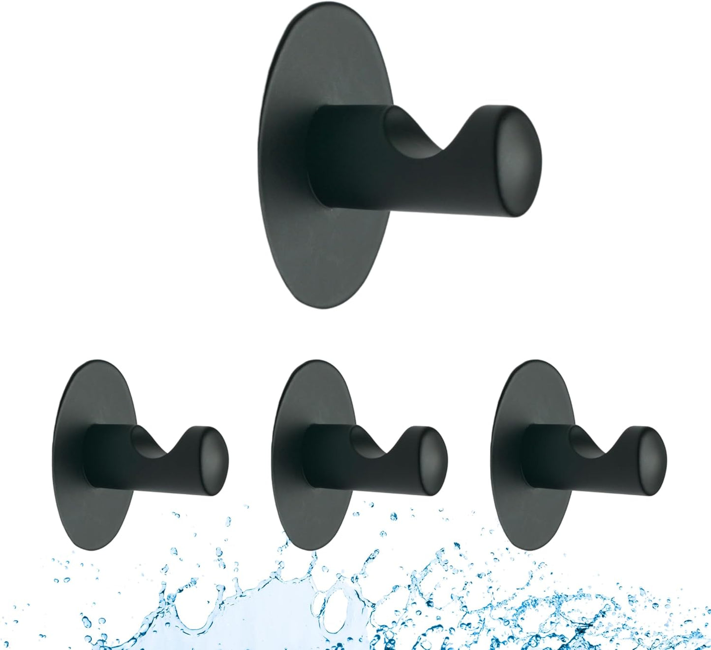 Adhesive Hooks for Hanging - 4 Packs, Sticky Hooks for Bathroom, Bedroom, Kitchen, Hotel, Office, Rust- restiant Adhesive Hook for Walls No Damage (Upto 15LBS)