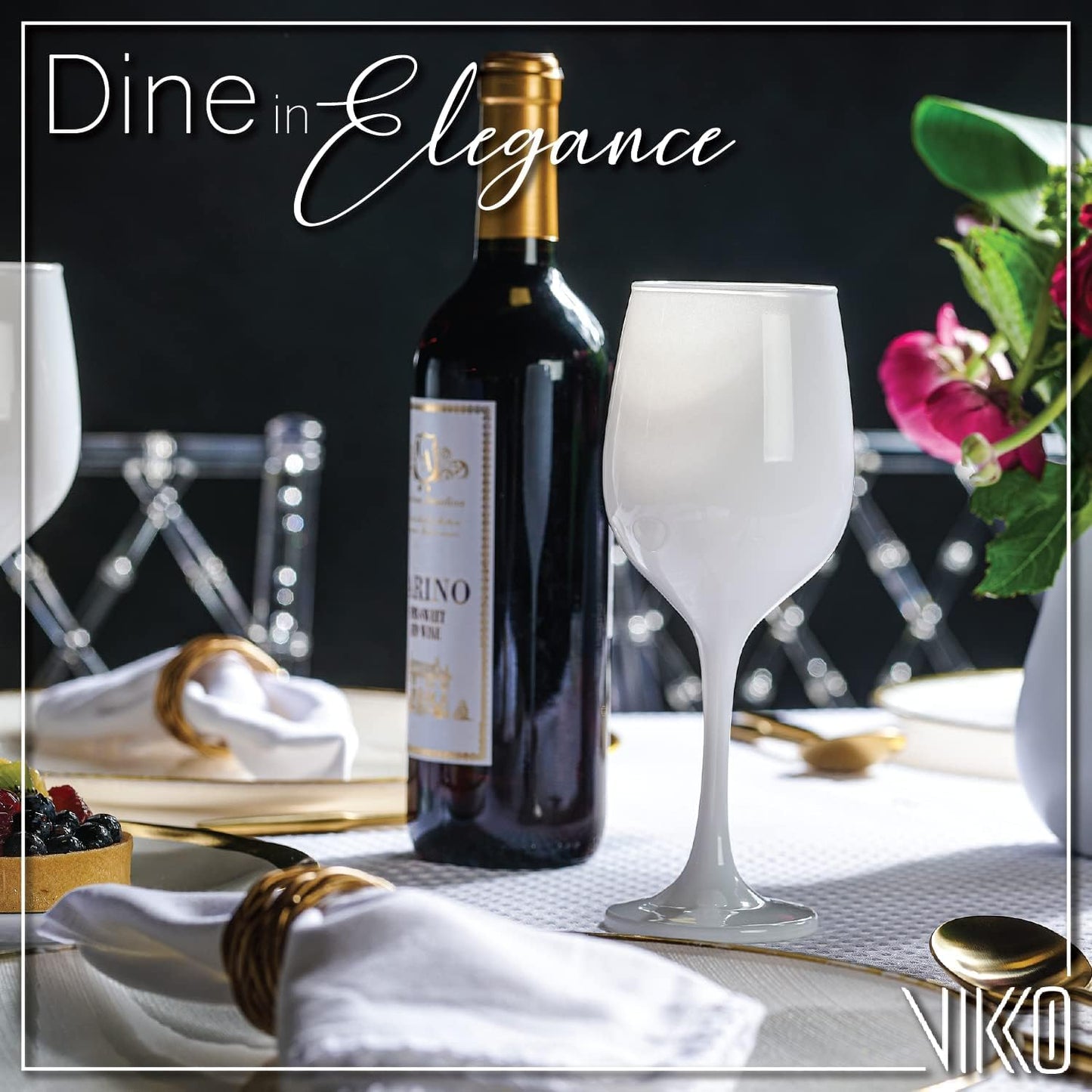 Vikko Décor Wine Glasses, White Wine Glass, 14oz Fancy Wine Glasses With Stem For Red White Wine, Thick And Durable Wine Glass, Dishwasher Safe, Great For Wine Tasting, Set Of 12 Decorative Goblets