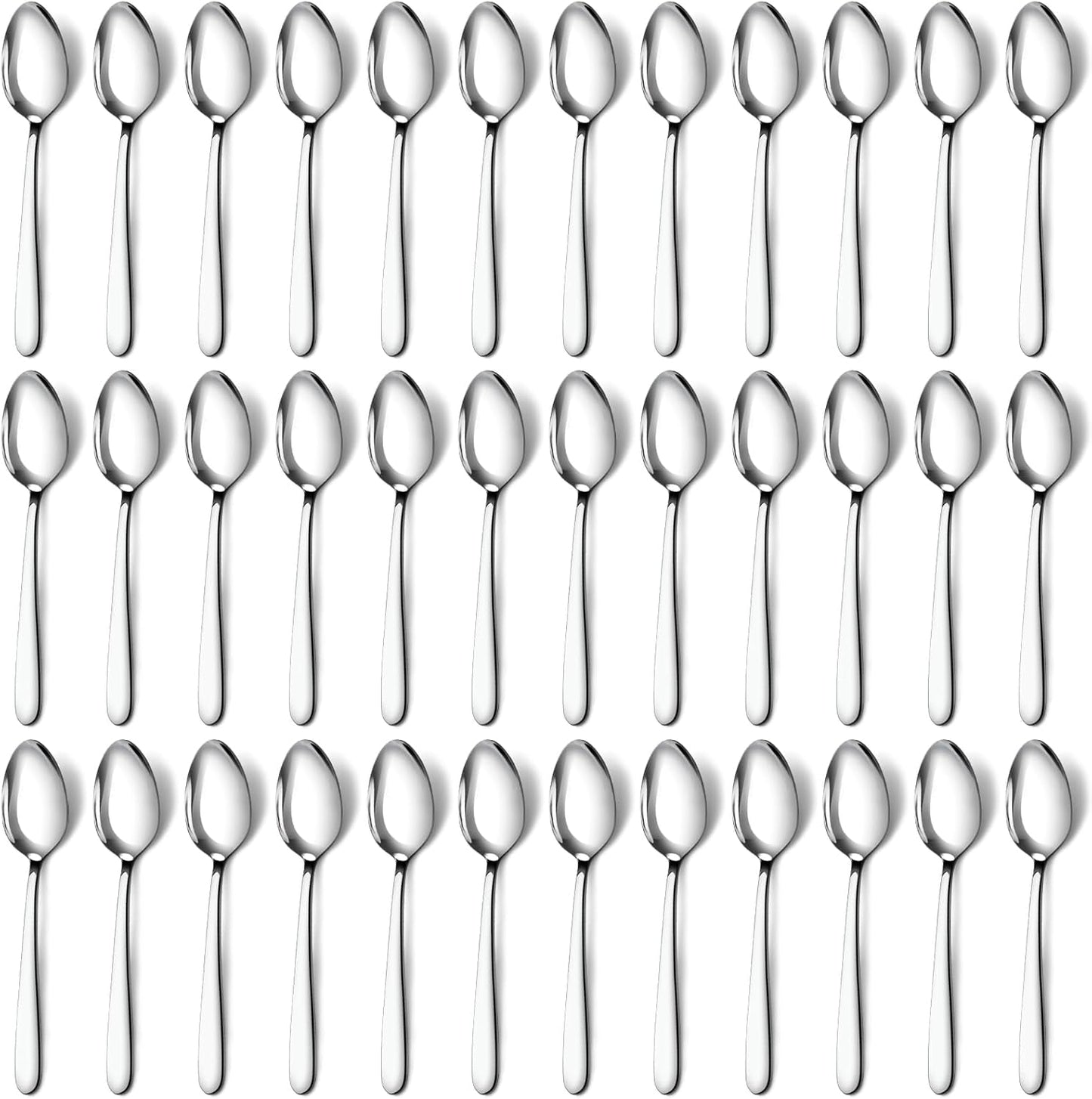 Pleafind 36-Pcs Dinner Spoons Set (7.4 inch), Spoons Silverware, Stainless Steel Spoon, Silver Spoons, Mirror Polished Tablespoon, Silverware Spoons for Home, Kitchen, Restaurant, Dishwasher Safe