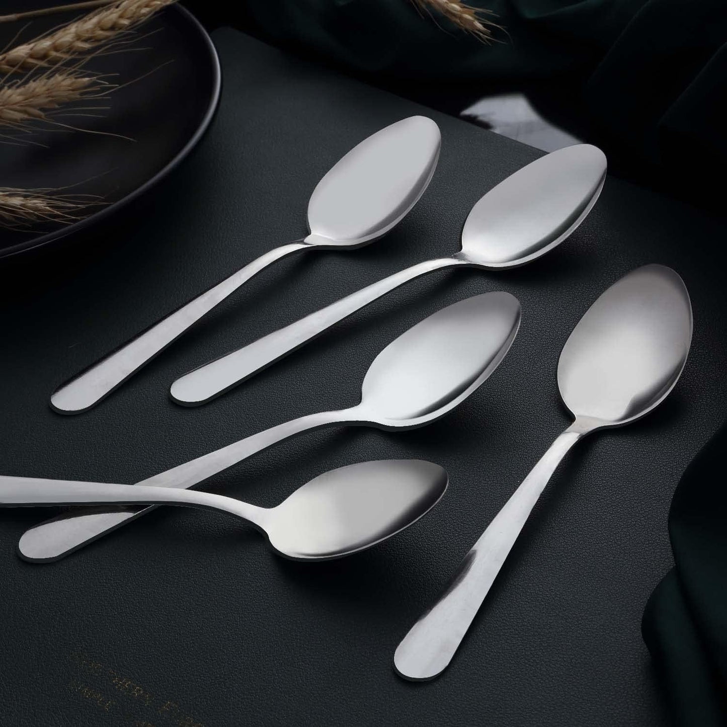 Unokit 36-Piece Silverware Set (6.7 inch), Stainless Steel Dinner and Dessert Spoons, Tablespoons - Mirror Polished, Dishwasher Safe