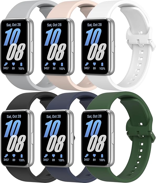 6 PACK Bands for Samsung Galaxy Fit 3 Band Women Men, Soft Silicone Sport Replacement Watch Strap Compatible with Galaxy Fit 3 SM-R390 Smartwatch Accessories