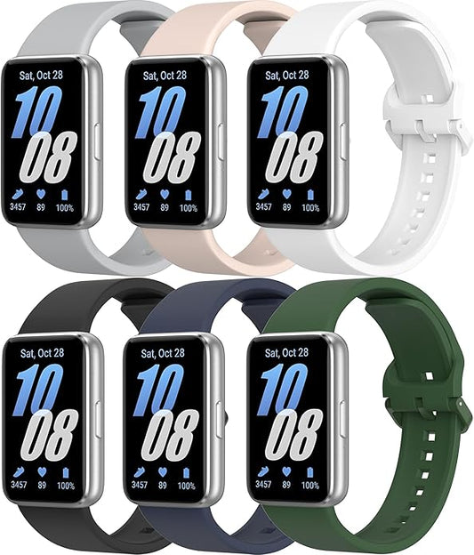 6 PACK Bands for Samsung Galaxy Fit 3 Band Women Men, Soft Silicone Sport Replacement Watch Strap Compatible with Galaxy Fit 3 SM-R390 Smartwatch Accessories