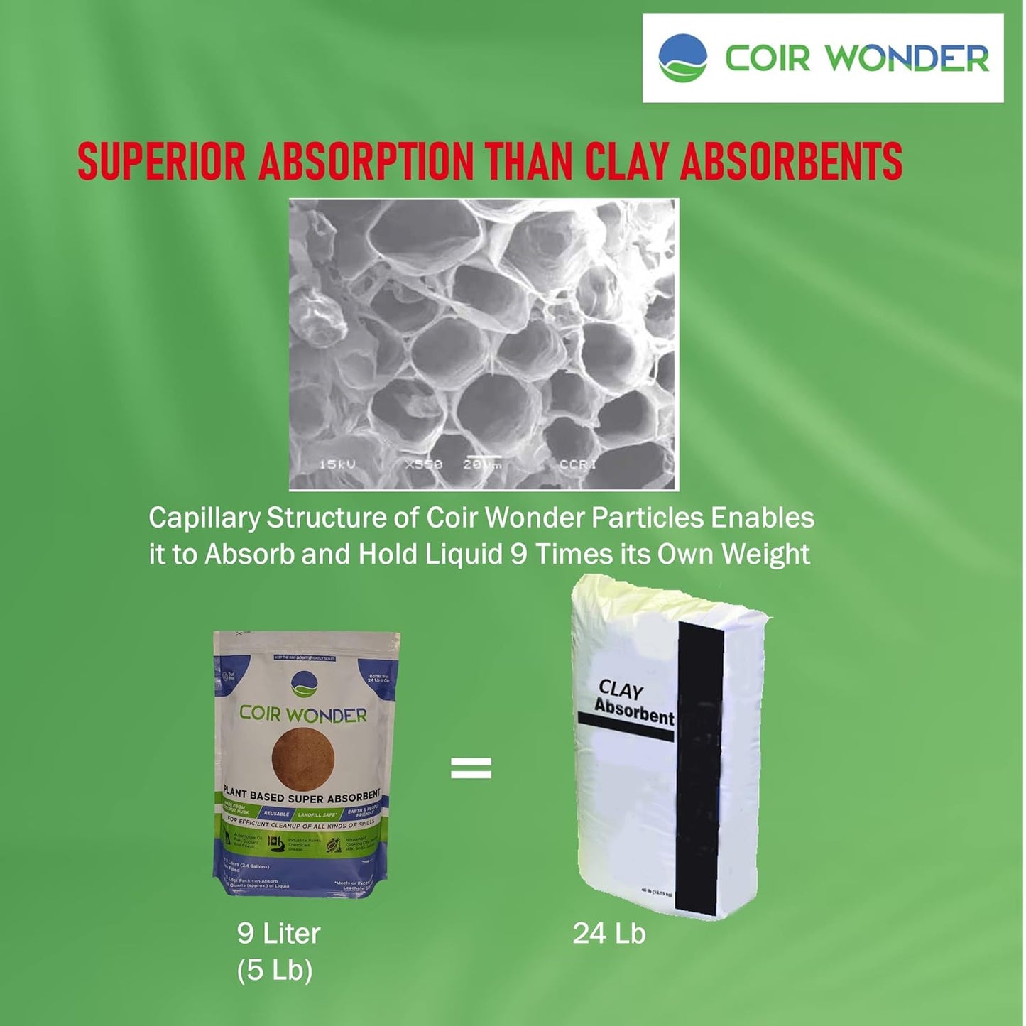 3-in-1 Oil Absorbent, Paint Hardener & Sweeping Compound – 9L (3.2 Lb) – Absorbs 6 Quarts Oil, Solidifies 20 Cups Cooking Oil – Eco-Friendly Spill Cleanup Granules for Shop, Garage, Home