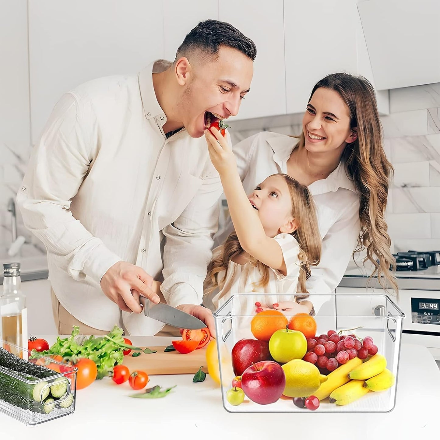 Set of 8 pantry organizers and storage, Clear Plastic Storage Bins for Kitchen Organization, Freeze Storage, Home Edit Containers