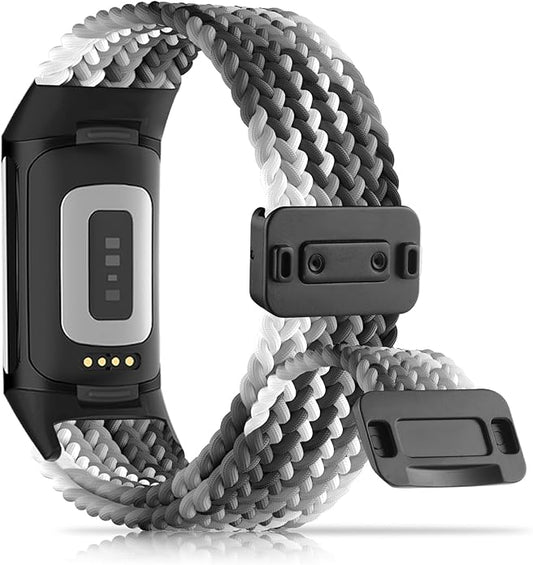 Magnetic Braided Nylon Compatible with Fitbit Charge 6 Bands/Fitbit Charge 5 Bands for Women Men, Soft Sport Stretchy Breathable Strap Replacement Wristband for Charge 6/Charge 5