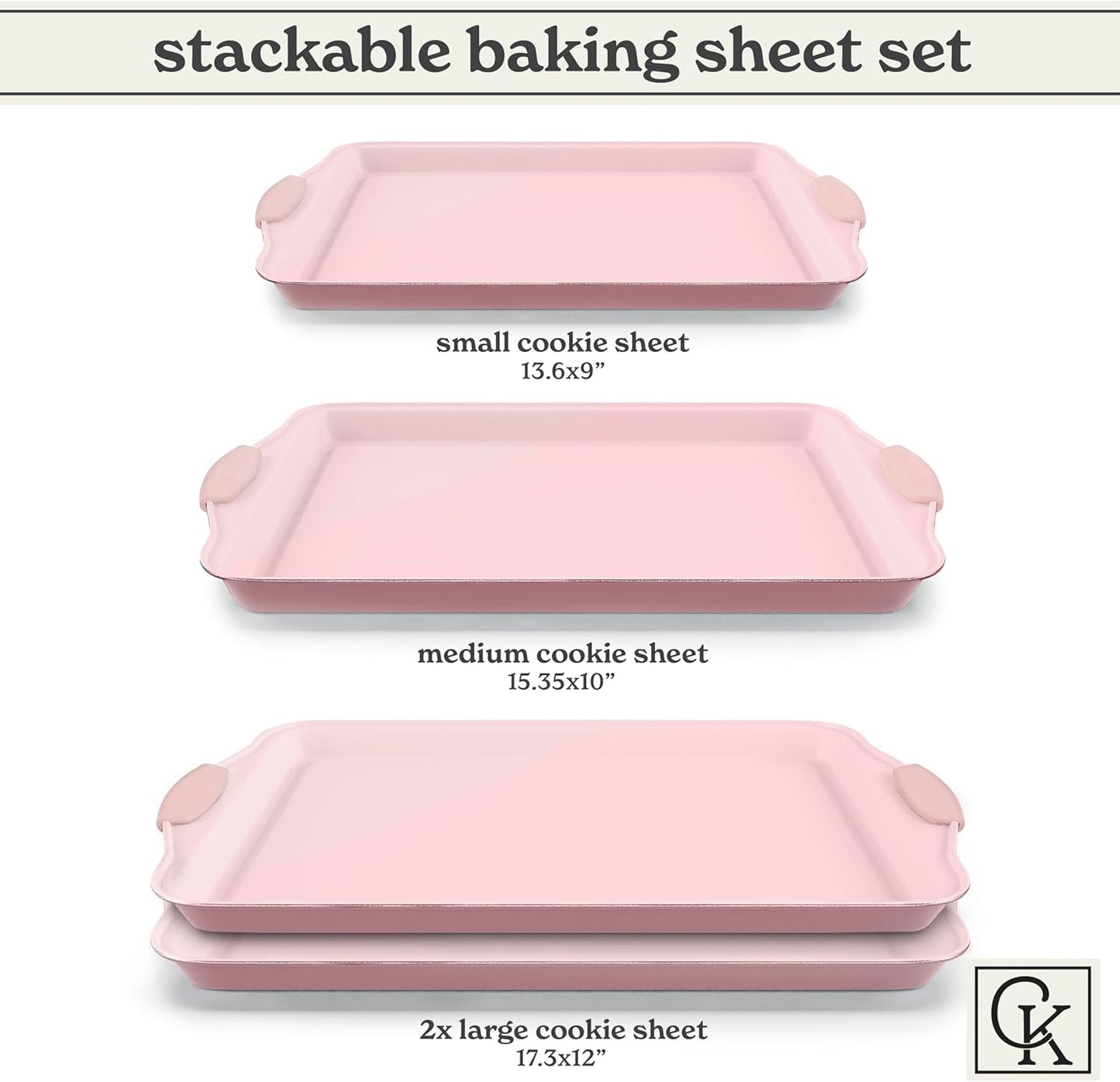 Country Kitchen Nonstick Stackable Bakeware Set - Heavy Duty, Durable, Easy Release Baking Set, Pink, 4 Pcs