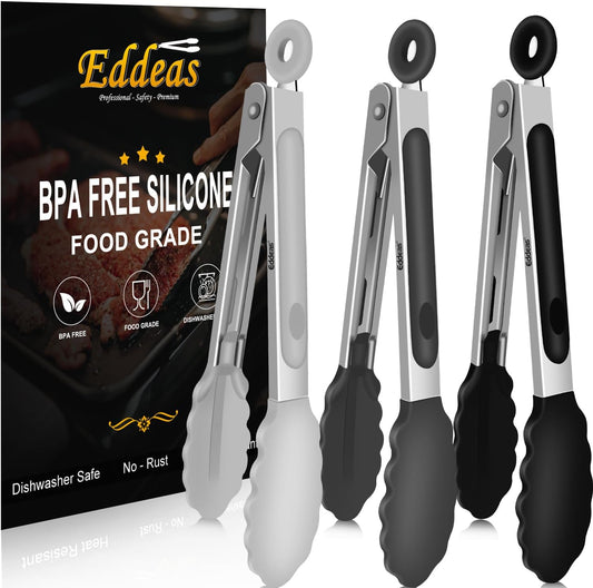 Small Tongs For Cooking - 7 inch Mini Tongs For Serving, Silicone Kitchen Tongs With Silicone Tip, Air Fryer, Appetizers, Veggies, Salad, Dishwasher safety Set of 3 Colour