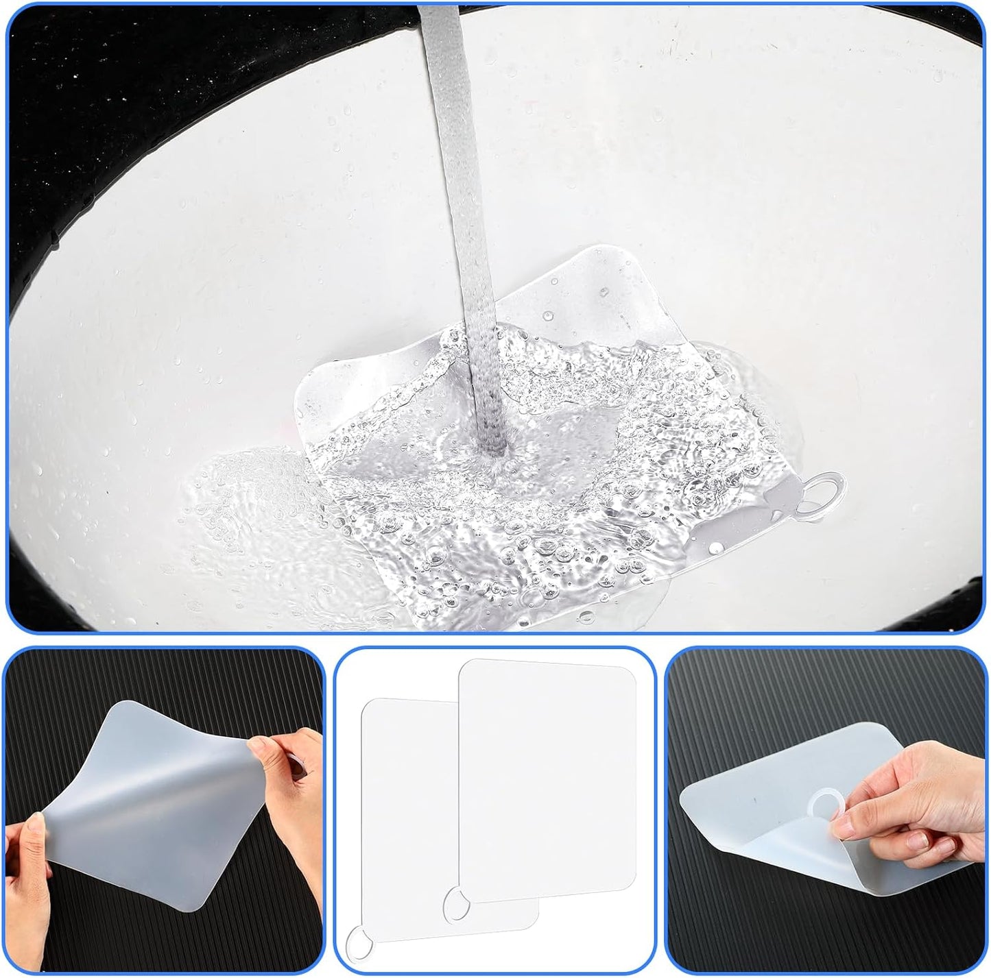 Yinkin 6 Pcs Drain Covers to Keep Bugs Out Silicone Shower Floor Tub Stoppers Bathtub Drain Stoppers Sewer Anti-Odor Mats Deodorizing Plugs for Bathroom(6 x 6 Inch,Square,White)