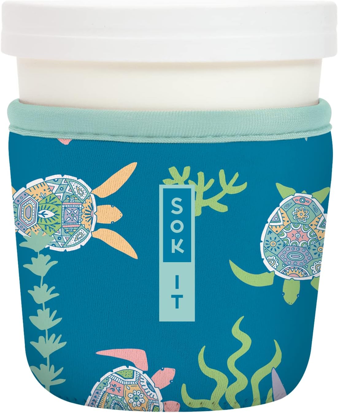 Sok It IceCreamSok Insulated Neoprene Cover (Turtle-y Awesome, Tapered Ice Cream Pints)
