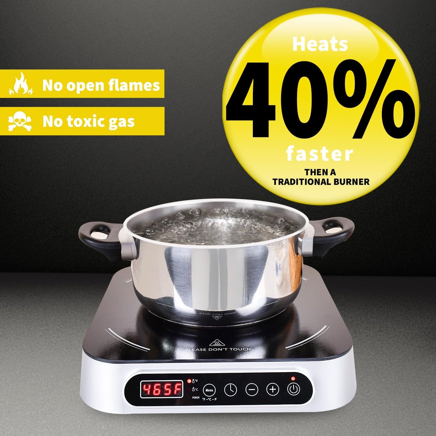 1800W Portable Induction Countertop Cooktop 10 Power Levels Burners Electric Stove with 140-465°F Timer Settings Induction Burner Suitable and Digital Sensor for Magnetic Cookware