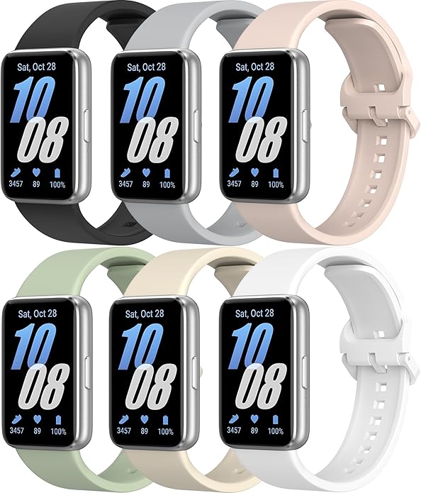 6 PACK Bands for Samsung Galaxy Fit 3 Band Women Men, Soft Silicone Sport Replacement Watch Strap Compatible with Galaxy Fit 3 SM-R390 Smartwatch Accessories