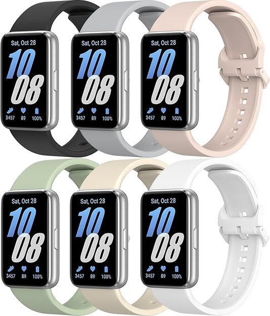 6 PACK Bands for Samsung Galaxy Fit 3 Band Women Men, Soft Silicone Sport Replacement Watch Strap Compatible with Galaxy Fit 3 SM-R390 Smartwatch Accessories