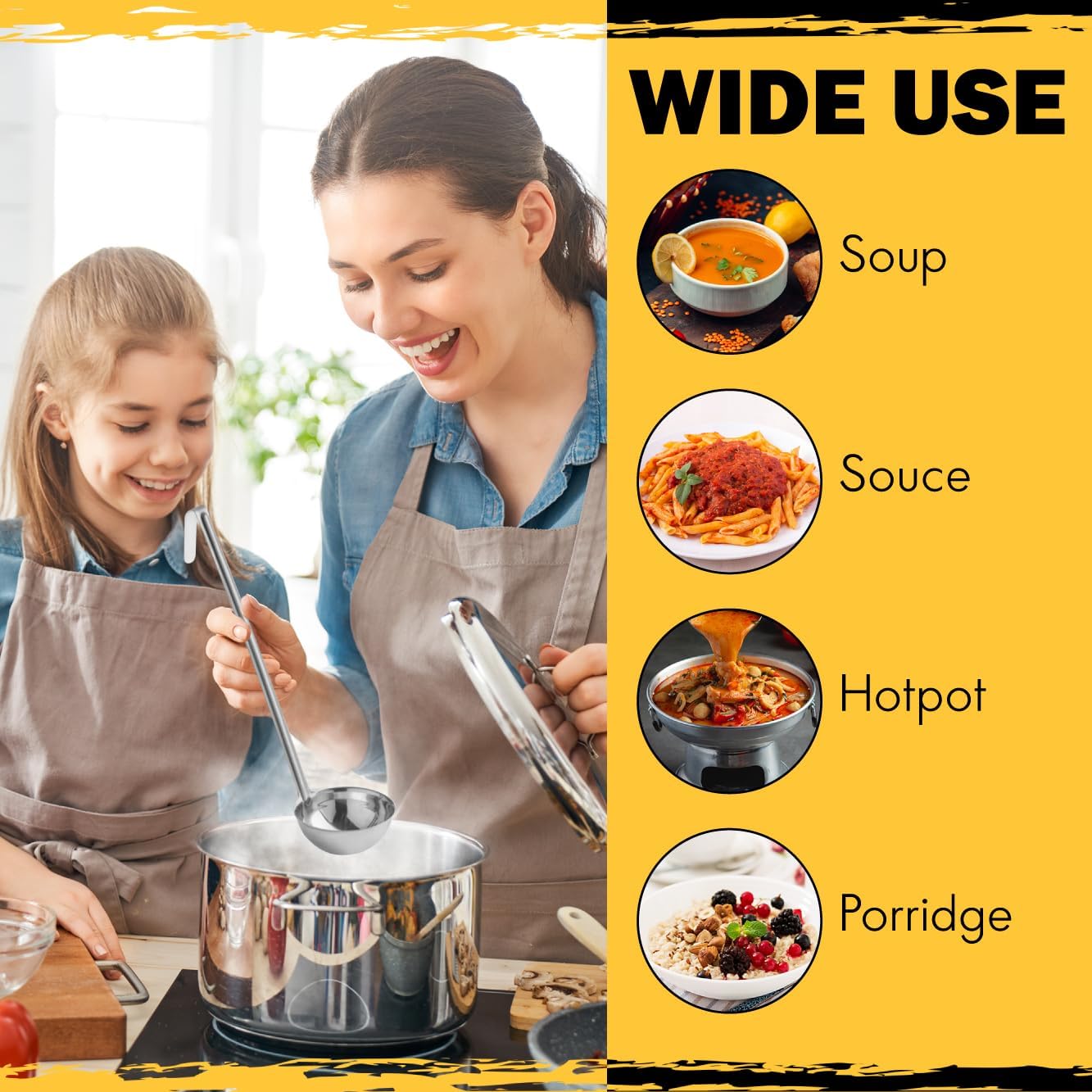 Ladle - Durable Stainless Steel Ladle Serving Measuring Soup Dressing Sauce Gravy Sturdy Dependable Long Handle for Kitchen (1, 3 Oz.)