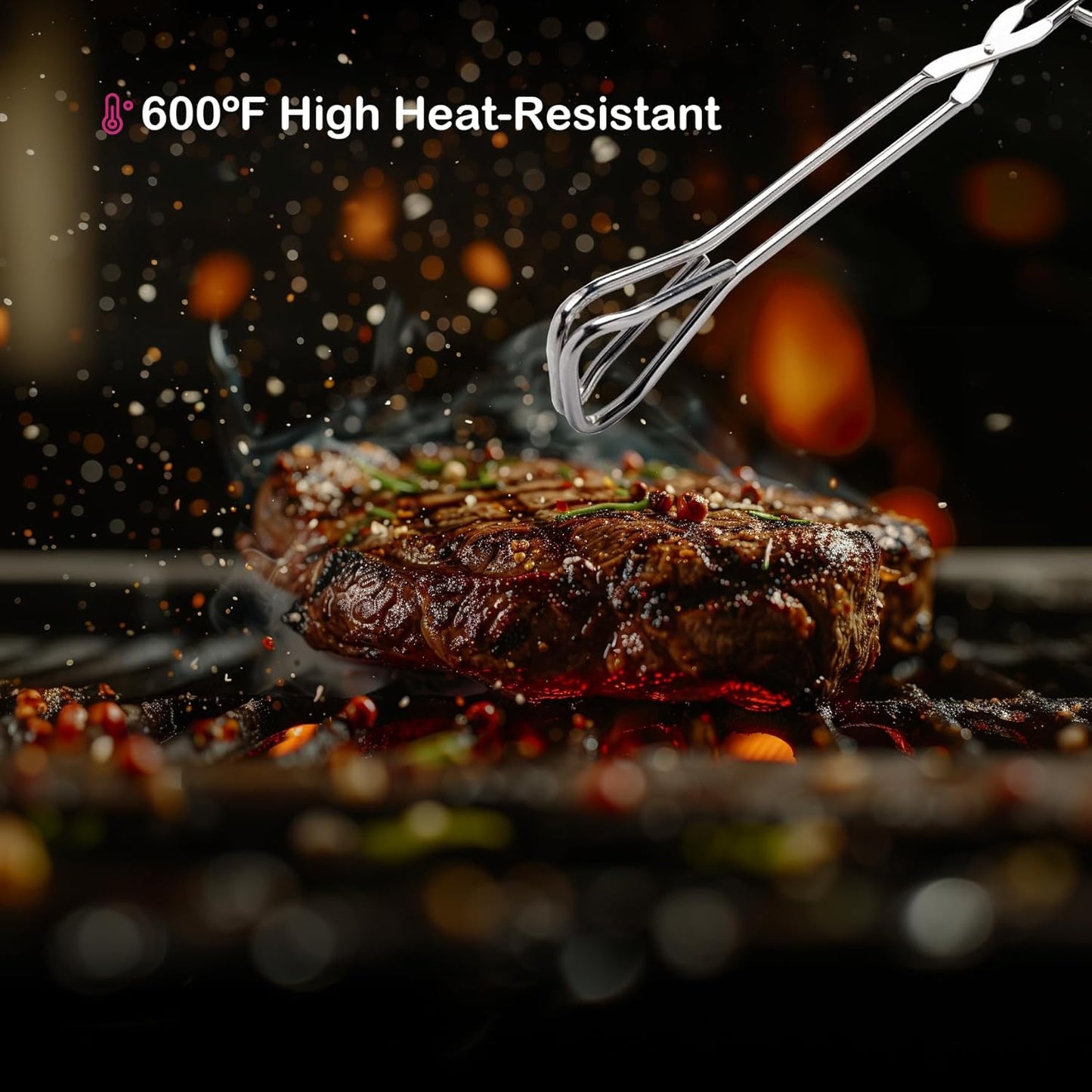 11-Inch Heavy Duty Stainless Steel Kitchen Tongs - Comfortable Ergonomic Grip, Scissor Design, Heat Resistant for BBQ and Cooking