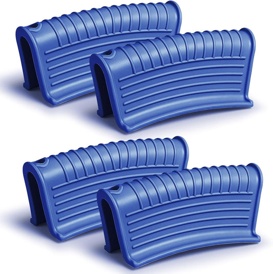 Patelai 4 Pcs Silicone Assist Hot Pan Handle Holder Pot Handle Covers for Cast Iron Skillets Holder Sleeve Nonslip Heat Resistant Pan Cover for Enameled Griddles Casserole Frying Cookware(Blue)