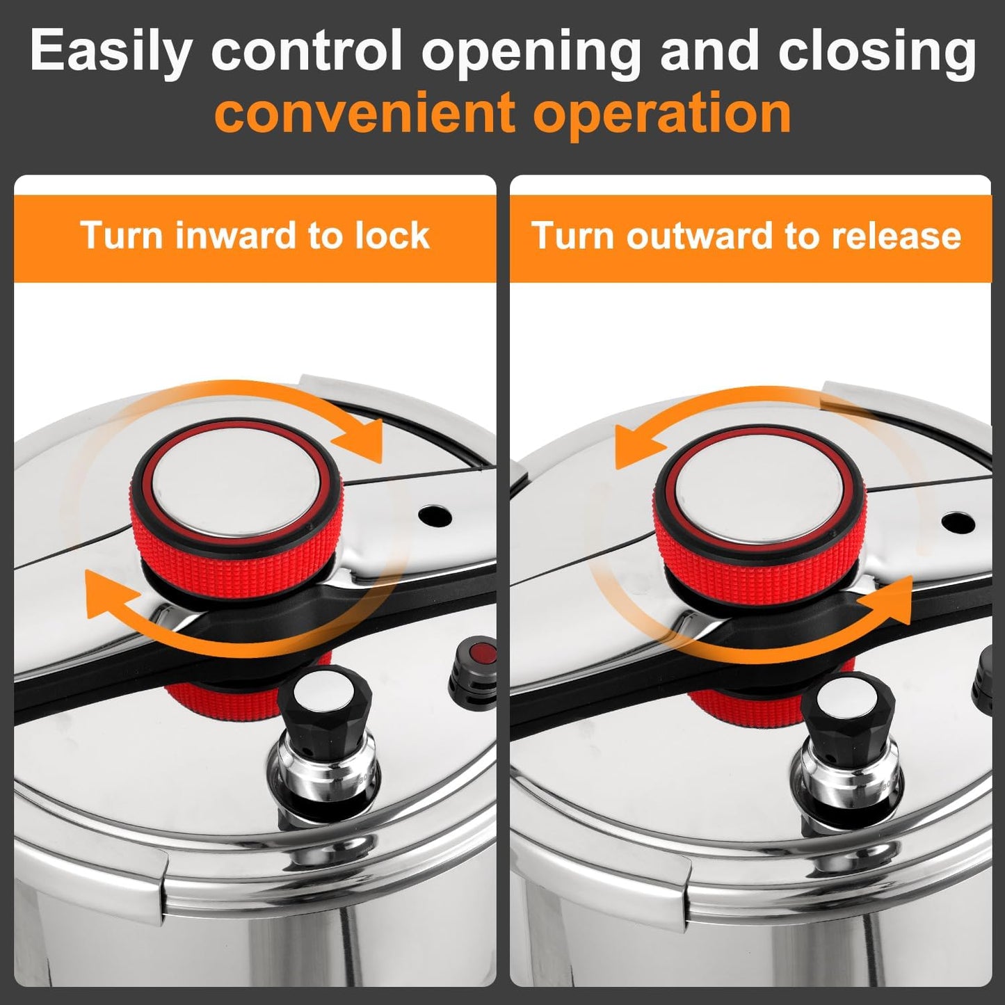 Pressure Cooker 12 QT, Stainess Steel Pressure Canner 12 Quart, Explosion-Proof Cookware, Rotating Lock/Unlock Lid, One-handed lid opening, Thickened Silicone Ring And Anti-scald Handle, Silver