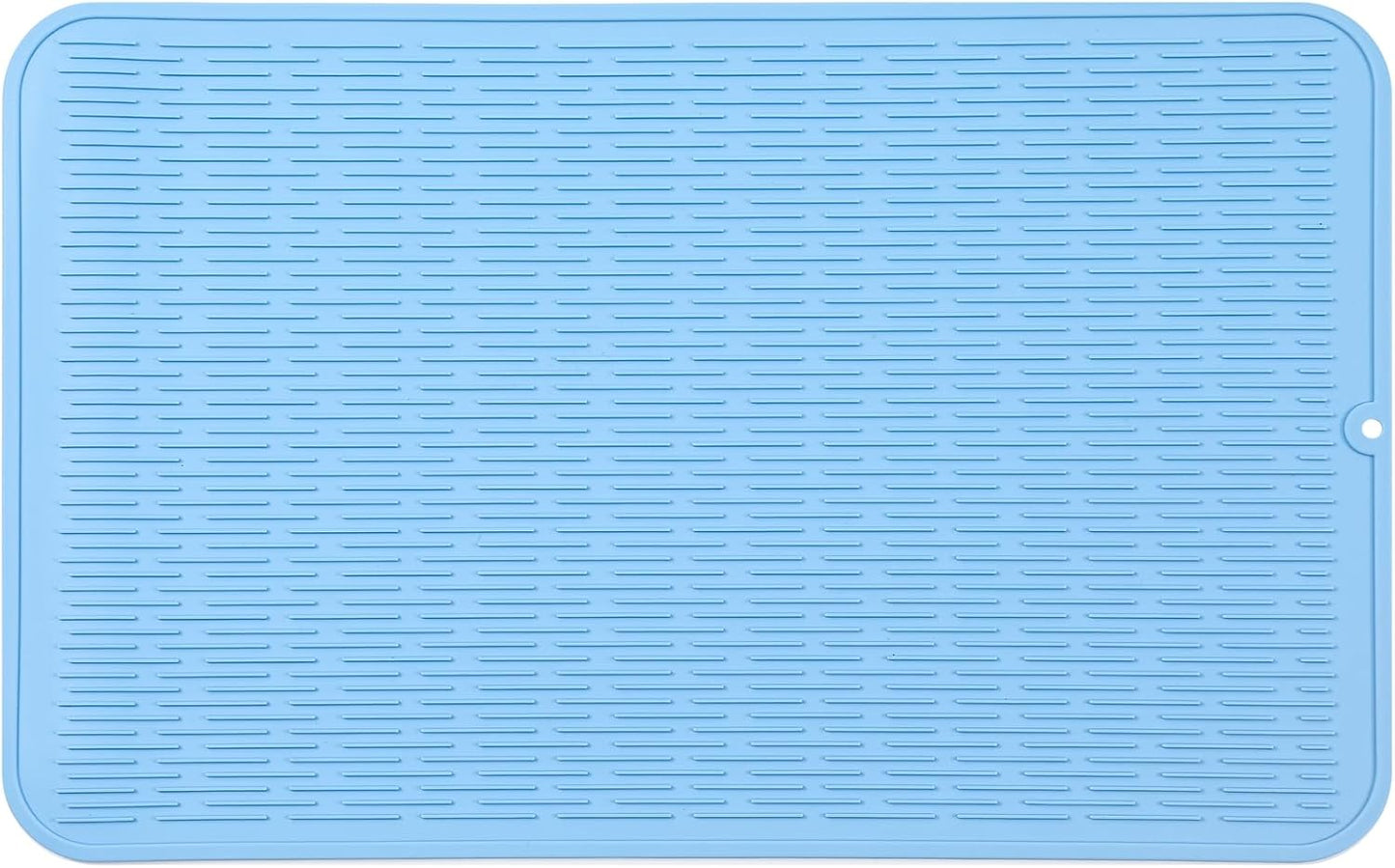 Silicone Dish Drying Mat for Multiple Usage,Easy clean,Eco-friendly,Heat-resistant Silicone Mat for Kitchen Counter or Sink,Refrigerator or Drawer Liner Light Blue 3XL 28 inches x 18 inches