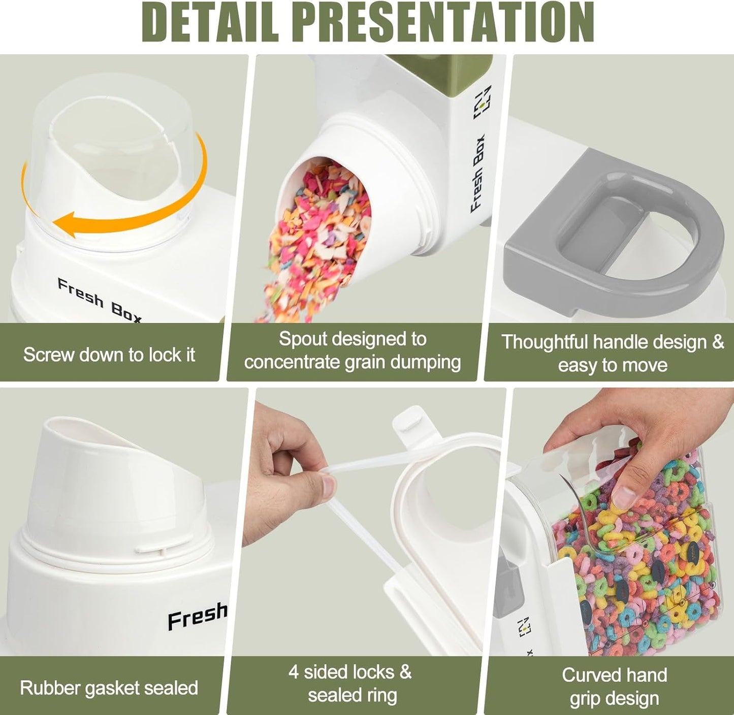 Cereal Storage Container 4Pack,85oz/2.5L Airtight Food Storage Containers With Lids,Organizers Storage With Measuring Cup for Beans,Sugar,Rice,Nuts,Snacks,Pet Food,Candy