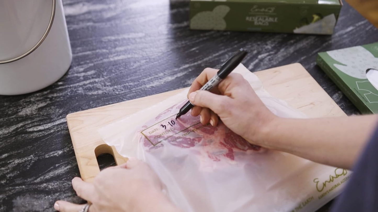 100% Compostable Food Storage Bags [Quart 100 Pack] Eco-Friendly Freezer Bags, Resealable Bags, Heavy-Duty, Reusable, Off-White by Earth's Natural Alternative